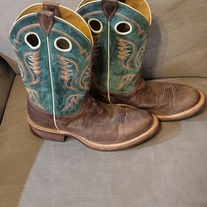 Justin Boots Teal and Brown Cowboy Boots